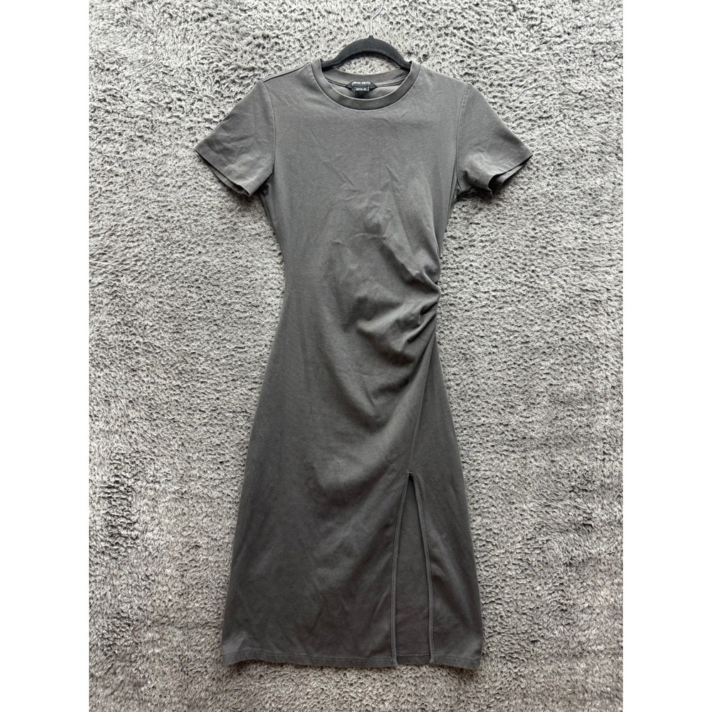 Urban Revivo Crew Neck Short Sleeve A-Line Midi Dress Gray Womens Size‎ 8